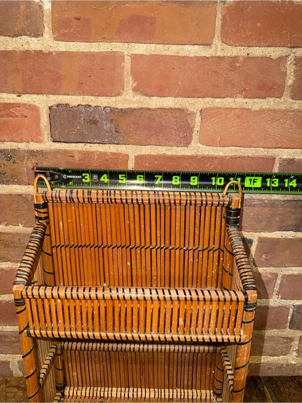 Handwoven Bamboo Spice Rack Organizer Orange Rattan Wall OrganizerThree Tier